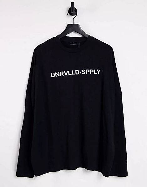 ASOS – Unrvlld Spply – Langärmliges Super-Oversize-Shirt mit Logoprint in S günstig online kaufen