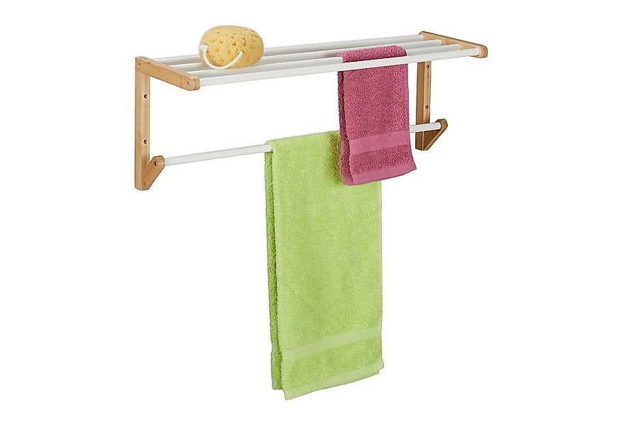 relaxdays Handtuchhalter Bambus Handtuchhalter für die Wand günstig online kaufen