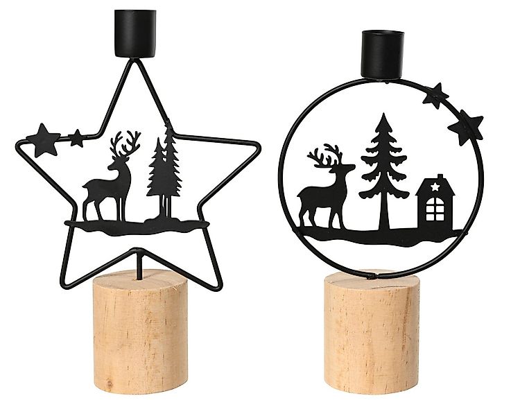 Kaemingk Kerzenhalter, Kerzenhalter Metall 21cm mit Wintermotiv 1 Stück sor günstig online kaufen