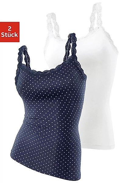LASCANA Unterhemd, (Packung, 2 St., 2er-Pack), mit zarter Spitze, Unterzieh günstig online kaufen
