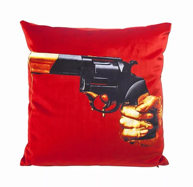 Kissen Toiletpaper textil rot bunt / Revolver - 50 x 50 cm - Seletti - Bunt günstig online kaufen