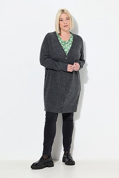 Ulla Popken Strickjacke Strickjacke Boxy Fit V-Ausschnitt Knopfleiste günstig online kaufen