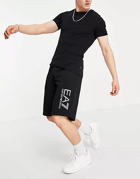 Armani – EA7 Visibility – Jersey-Shorts aus Frottee in Schwarz günstig online kaufen