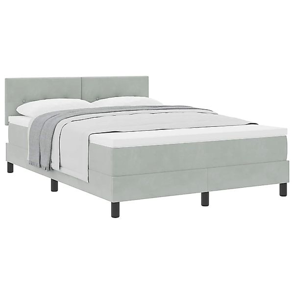 vidaXL Boxspringbett mit Matratze Hellgrau 140 x 190 cm Samt 3339170 günstig online kaufen