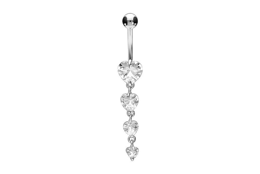 PIERCINGLINE Bauchnabelpiercing Chirurgenstahl Bananabell 4 KRISTALLHERZEN günstig online kaufen