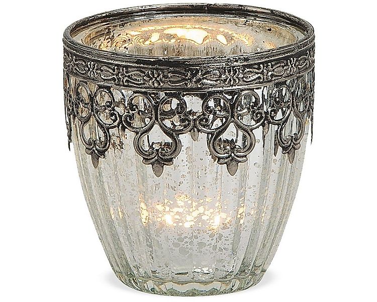 matches21 HOME & HOBBY Kerzenhalter Windlicht Marokko silber antik 9 cm günstig online kaufen