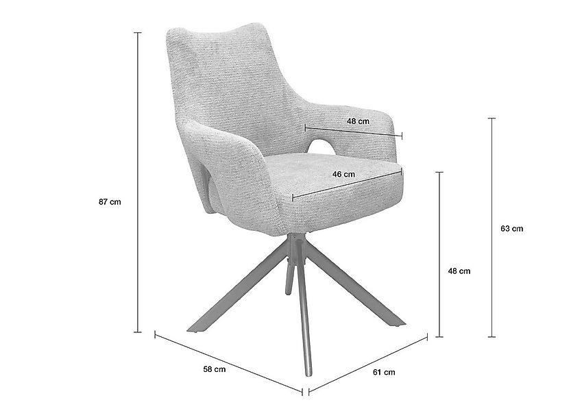 LC Home Esszimmerstuhl Esszimmerstuhl Drehstuhl »Livrono« Webstoff Grau Pol günstig online kaufen