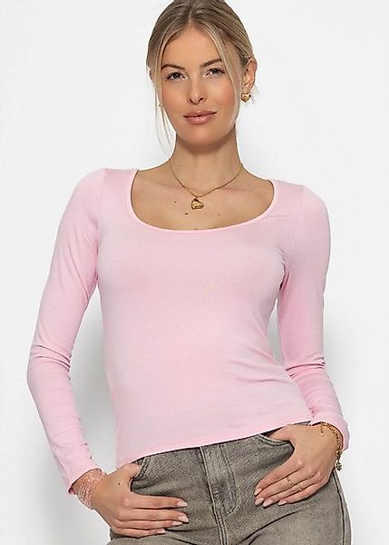 SASSYCLASSY Langarmshirt Langarmshirt Damen mit Ausschnitt günstig online kaufen