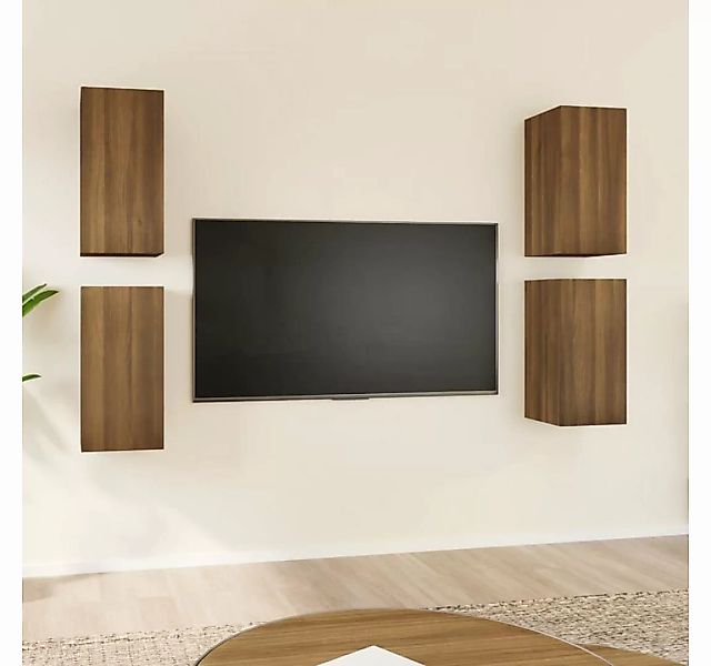 furnicato TV-Schrank TV-Schränke 4 Stk. Braun Eichen-Optik 30,5x30x60 cm günstig online kaufen