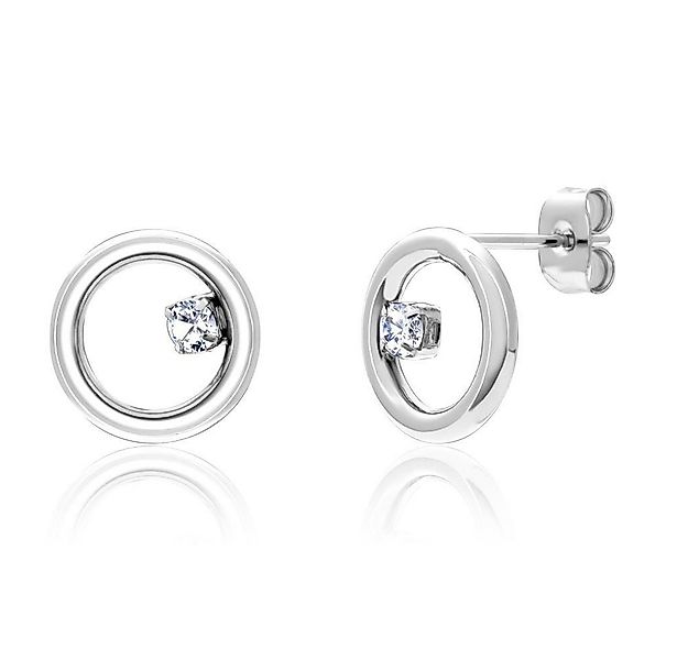 JEWLIX Paar Ohrstecker Schlicht in Silber mit rundem Schmuckelement und Zir günstig online kaufen