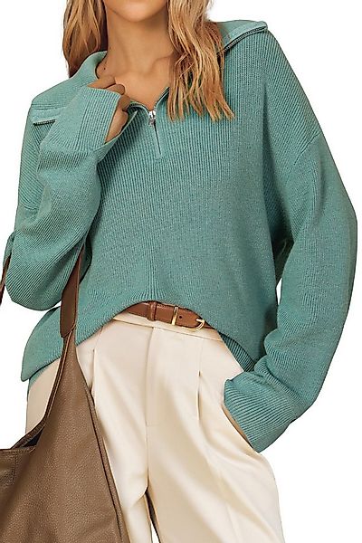 Arach&Cloz Strickpullover Pullover Damen Wolle Blend Langarm Elegant Halber günstig online kaufen