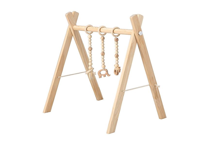COSTWAY Baby Gym Spielbogen, mit 3 Kinderspielzeugen, klappbar, aus Holz günstig online kaufen