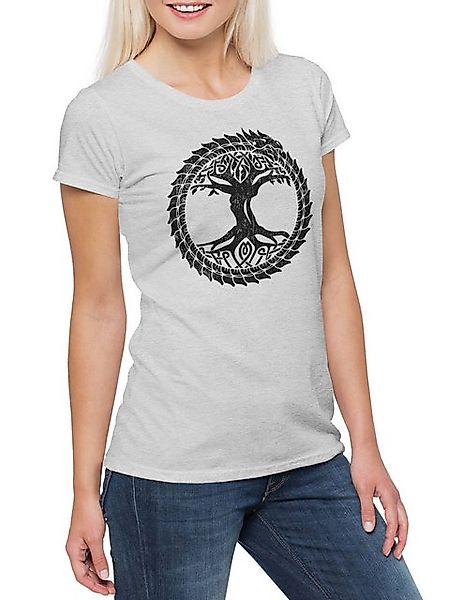 Urban Backwoods Print-Shirt Ouroboros Yggdrasil Damen T-Shirt Celtic Irmins günstig online kaufen