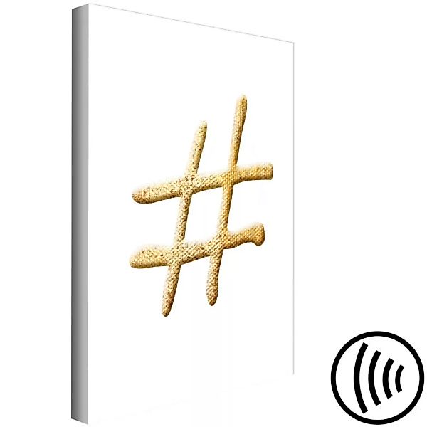 Leinwandbild Hashtag – goldene Aufschrift auf weißem Hintergrund im Street- günstig online kaufen