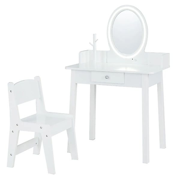 Costway 2 In 1 Kinder Schminktisch mit 4 Schubladen & Regal Weiß günstig online kaufen