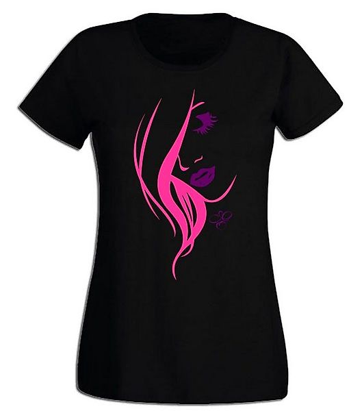 G-graphics T-Shirt Damen T-Shirt - Ladyface Pink-Purple-Collection, mit tre günstig online kaufen