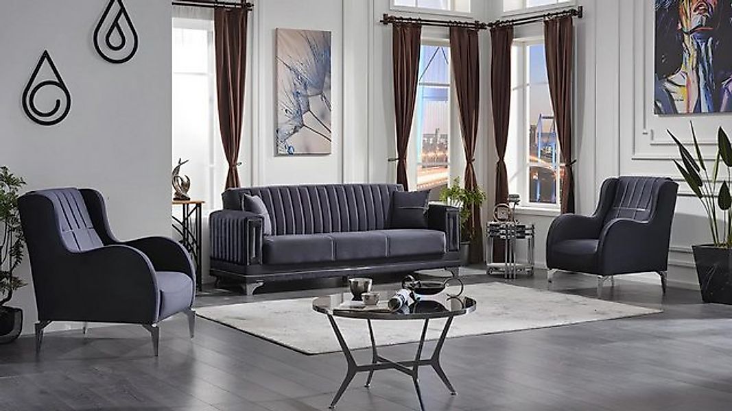 JVmoebel 3-Sitzer Textil Sofa Set 3tlg Couch Polster Garnitur Sofagarnitur günstig online kaufen