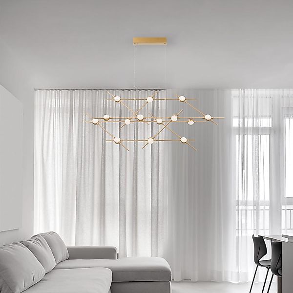 LED Pendelleuchte Atomo in Gold und Weiß 14x 2,79W 2095,8lm günstig online kaufen