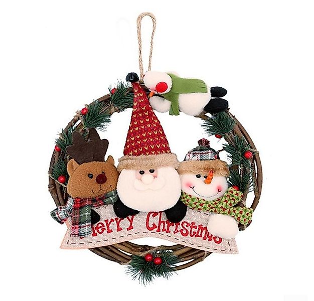 Kunstkranz Weihnachtskränze für die Haustür, 29cm Weihnachtskranz Rattan Kr günstig online kaufen