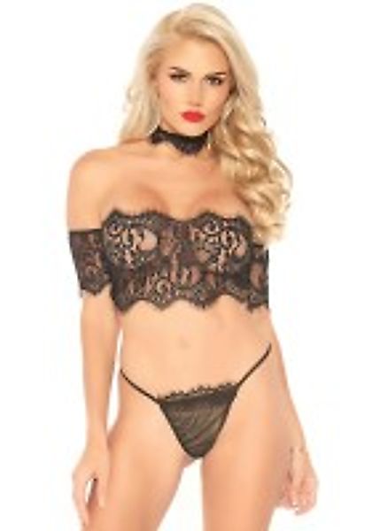 Spitzentop mit Halsband und Tanga günstig online kaufen