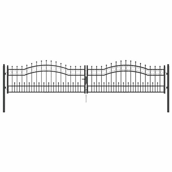 vidaXL Zauntor mit Speer-Top mit Schloss Grau 404 x 75 cm Stahl 42009047 günstig online kaufen