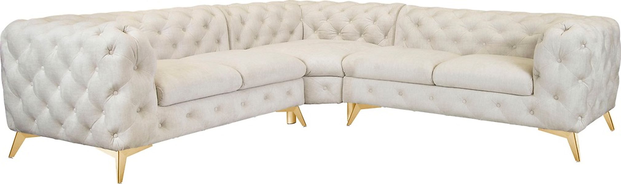 Leonique Chesterfield-Sofa "Ecksofa GLYNIS L-Form mit Wellenunterfederung, günstig online kaufen
