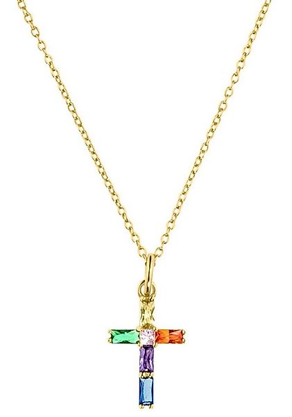s.Oliver Kette mit Anhänger Halskette Kreuz Regenbogen bunt, mit Zirkonia ( günstig online kaufen