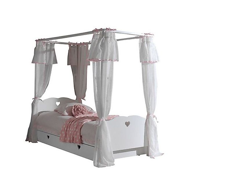 58 aufm Kessel Kinderbett Himmelbett Kamila 212x98x198 Kinderbett MDF Weiß günstig online kaufen