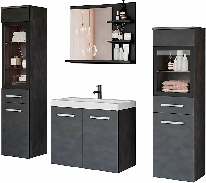 welltime Badmöbel-Set "MADRIT" Komplett-Set, mit Waschbecken, 5 Stk. tlg. günstig online kaufen