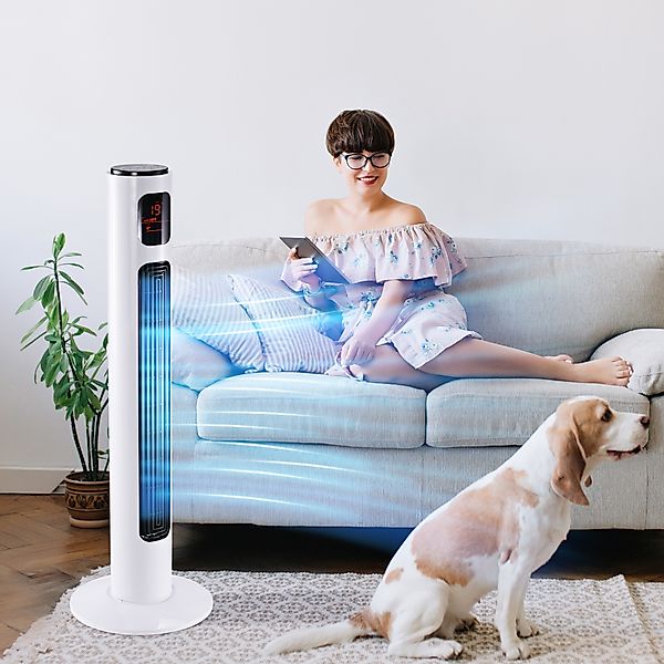 HOMCOM Turmventilator 70° oszillierender Standventilator mit fernbedienung günstig online kaufen