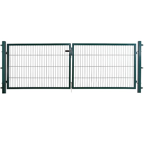 Doppeltor Basic für Doppelstabmattenzaun Moosgrün 300 cm x 180 cm günstig online kaufen