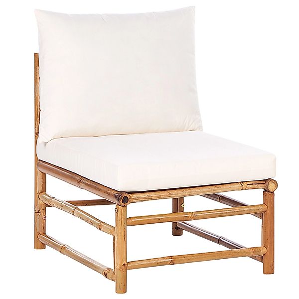 Beliani Gartenstuhl Weiss Heller Holzfarbton 67x55x80 günstig online kaufen