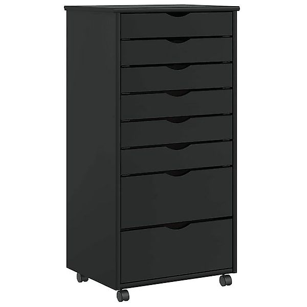 vidaXL Aktenschrank Rollschrank mit Schubladen MOSS Schwarz Massivholz Kief günstig online kaufen