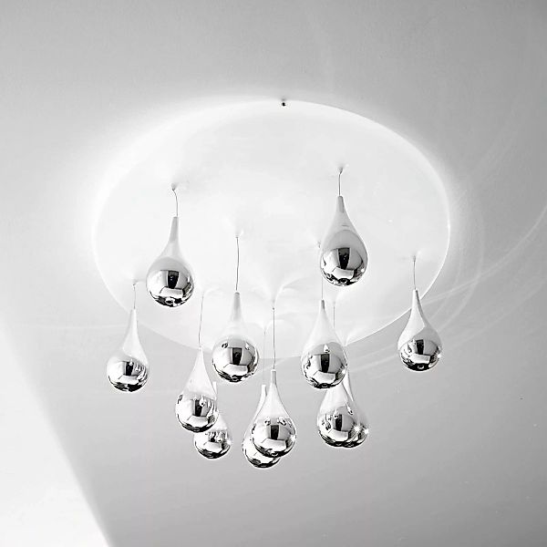 Deckenlampe Pioggia, weiß, chrom, Ø 40 cm H 32 cm günstig online kaufen