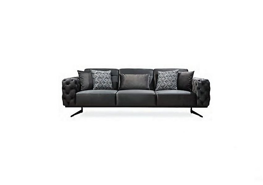 Xlmoebel 3-Sitzer Designer Luxus Chesterfield Wohnzimmer Sofa Set in Grau m günstig online kaufen