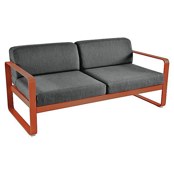 Bellevie Lounge-Sofa 2-Sitzer E2 Kandierte Orange A3 Graphitgrau günstig online kaufen