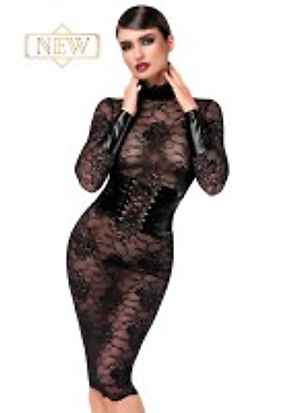 Neckholder-Midikleid aus Spitze und Wetlook günstig online kaufen