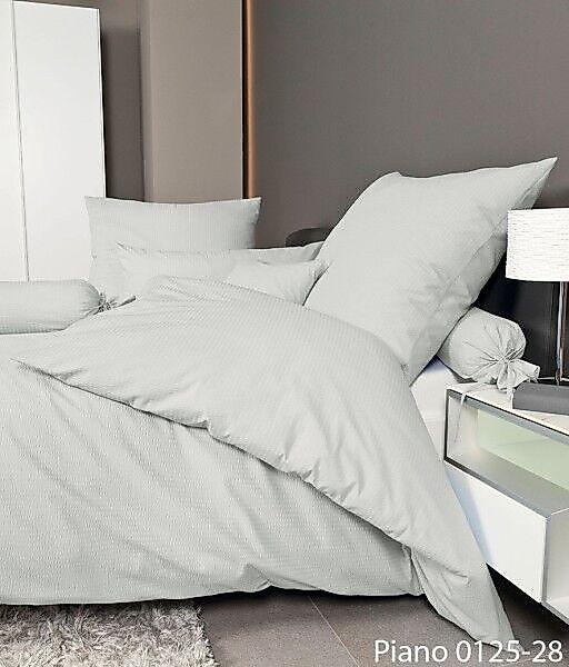 Janine Janine Mako-Soft-Seersucker Bettwäsche PIANO 0125 platin Größe:  15x günstig online kaufen