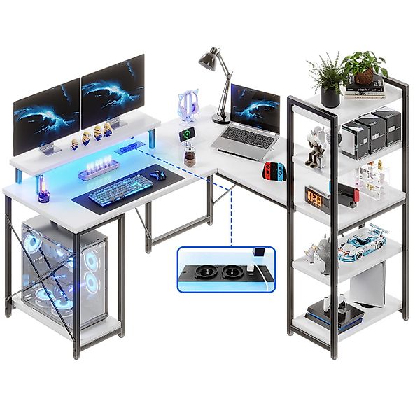 HOMALL Eckschreibtisch Gamingtisch,140cm L-förmiger Computertisch mit günstig online kaufen