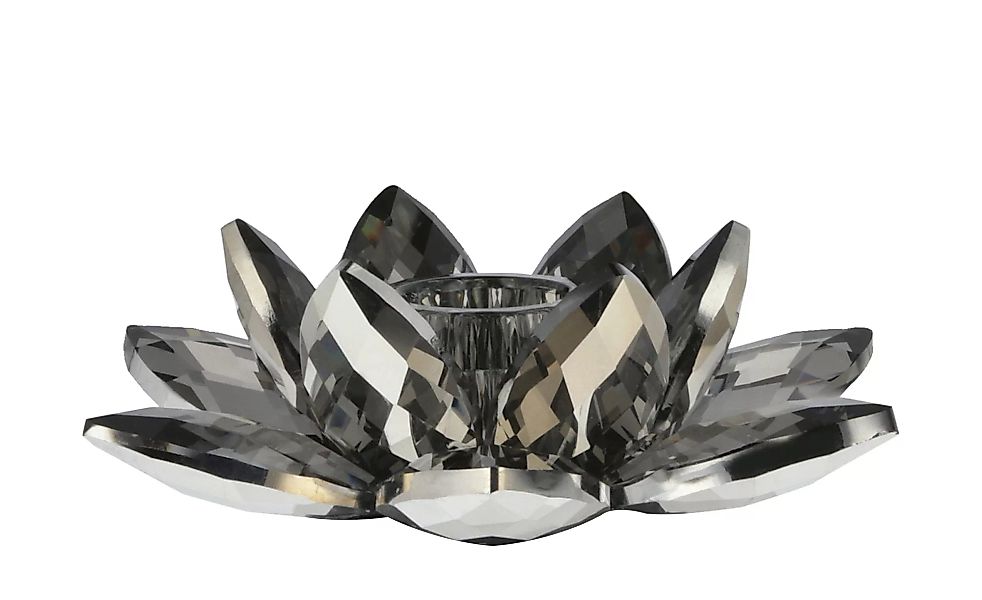 Kerzenhalter Kristall - grau - Glas - 12,6 cm - 4,5 cm - 11,2 cm - Dekorati günstig online kaufen