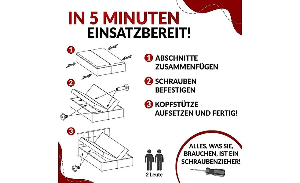 Boxbett mit Bettkasten Grimaldi ¦ grau ¦ Maße (cm): B: 144 H: 115 Betten > günstig online kaufen