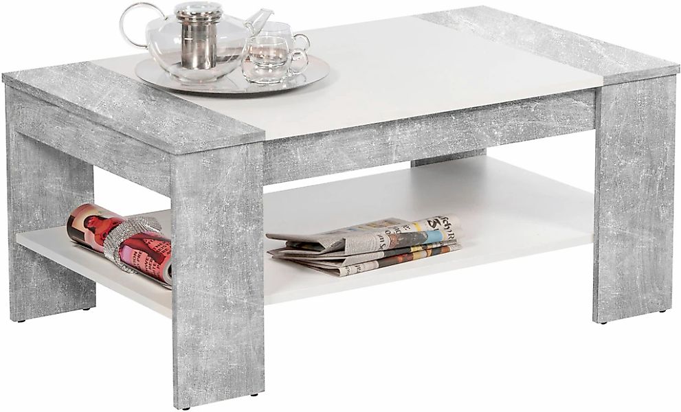 Stolkom Couchtisch "Finley mit Ablageboden, Eiche Sonoma Weiß, BxHxT 100x44 günstig online kaufen