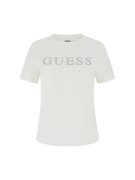 Guess Kurzarmshirt OCTAVIA RN - T-Shirt Damen - Baumwollshirt mit Strass Pr günstig online kaufen
