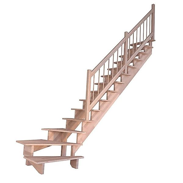 Treppe Lindos Pro Buche Gewendelt R 100 cm Holz-Design-Geländer FSC® günstig online kaufen