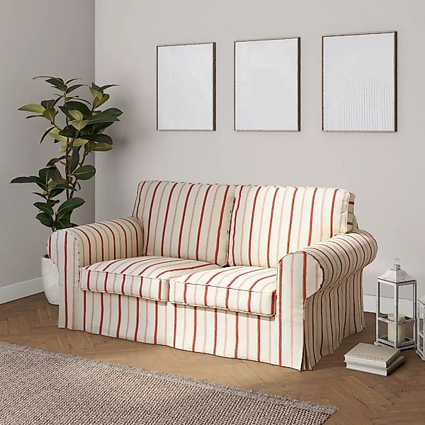 Bezug für Ektorp 2-Sitzer Sofa nicht ausklappbar, creme- rot gestreift, Sof günstig online kaufen
