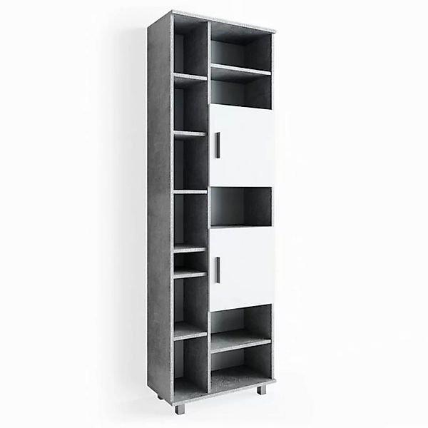 Vicco Hochschrank Ilias, Beton/Weiß, 60 x 190 cm Drehbar günstig online kaufen