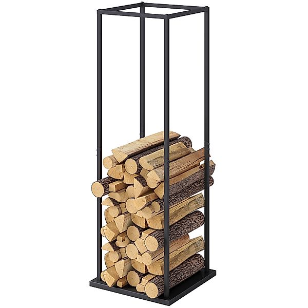 Outsunny Metallisches Holzregal, Holzständer für Kamin, Externes Holzregal günstig online kaufen