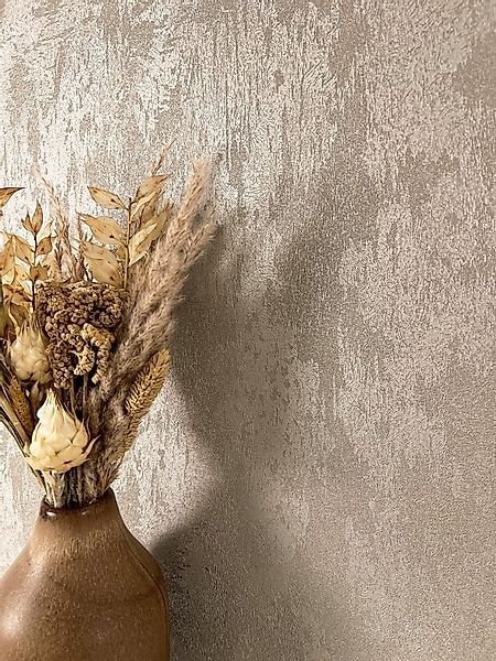 Newroom Vliestapete Kitron Taupe Tapete Glanztapete Beton,Zement,Putz-Optik günstig online kaufen