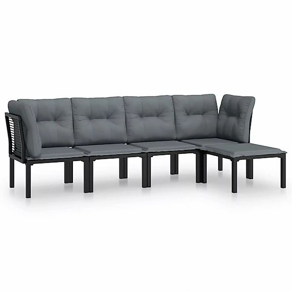 vidaXL Gartenlounge-Set 5-tlg. Garten-Lounge-Set Schwarz und günstig online kaufen