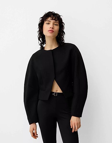 Bershka Cropped-Blazer Mit Weiten Ärmeln Damen Xs Schwarz günstig online kaufen